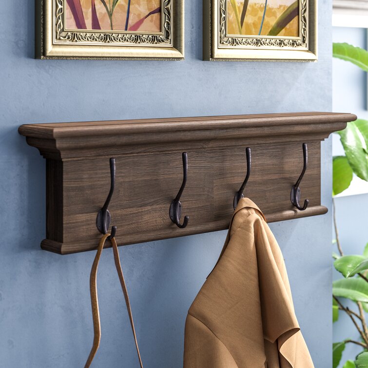 Legrand Solid Wood 4 Hook Wall Mounted Coat Rack